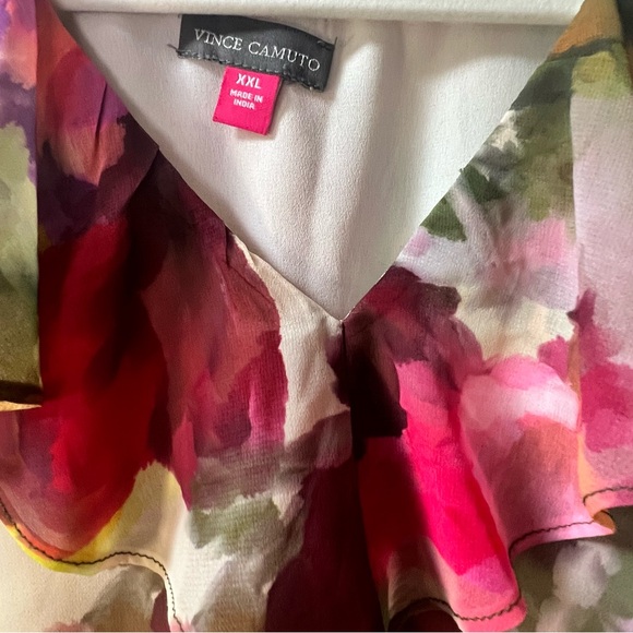 VINCE CAMUTO Floral Watercolor Ruffle Sleeve Midi Dress|  XXL - Picture 8 of 10